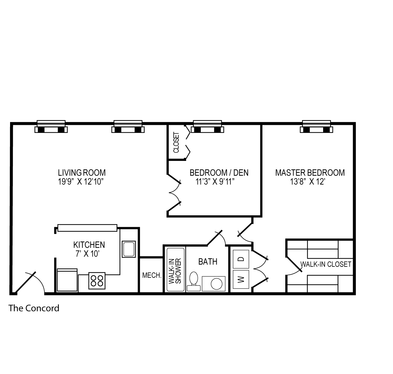 The Concord 2 bedroom apartment floorplan